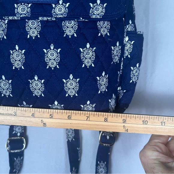 Vera Bradley Sea Turtle Medium Backpack Blue White Quilted 12x9 Nautical Preppy - Picture 9 of 12